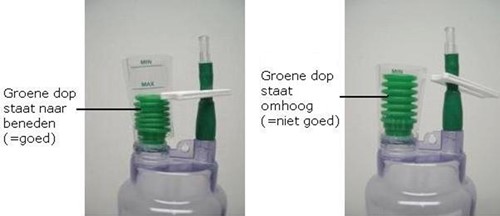afbeelding 3: Vacuümcontrole op het opvangflesje